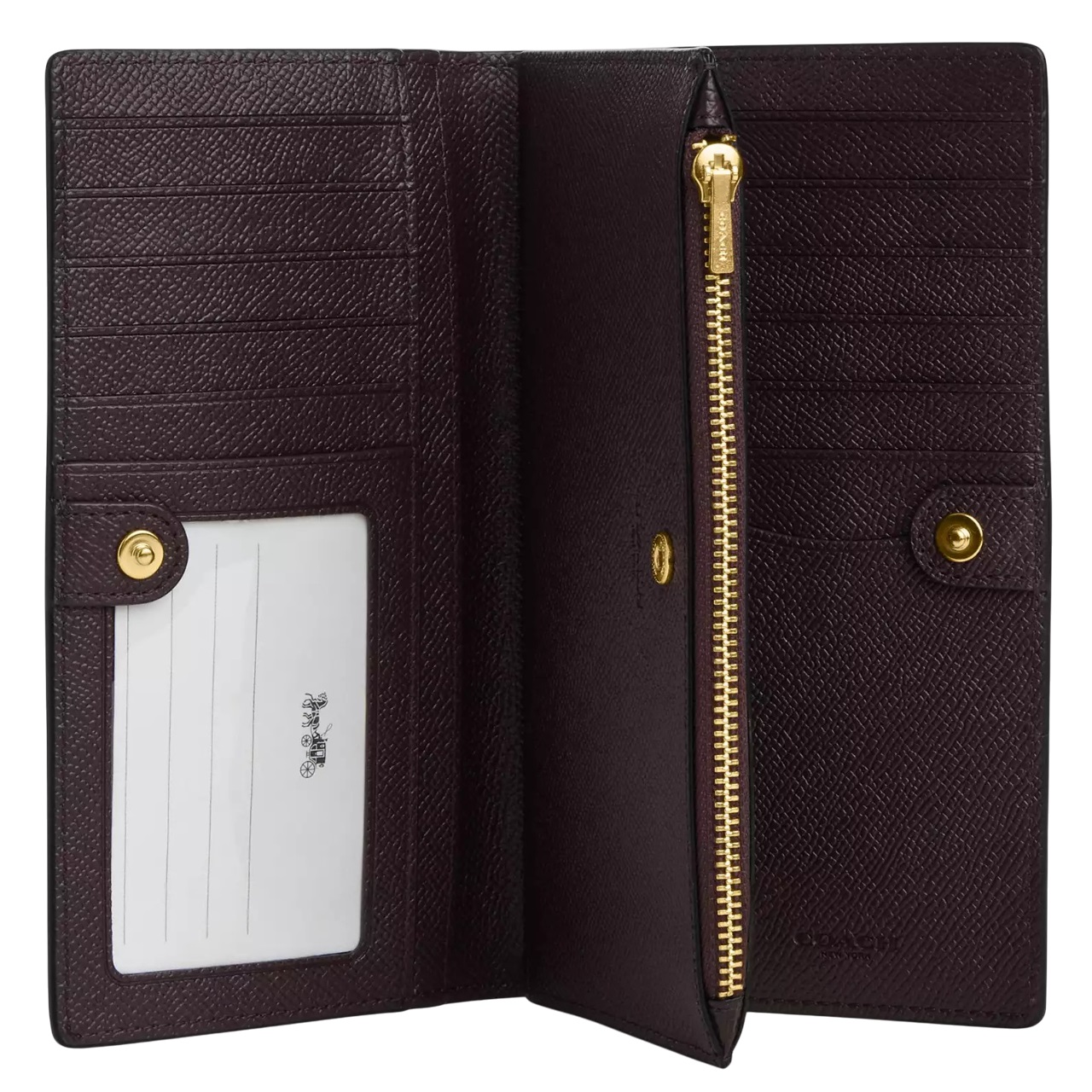 Ví Coach dài Slim Zip Wallet Crossgrain Leather Black CK444 1