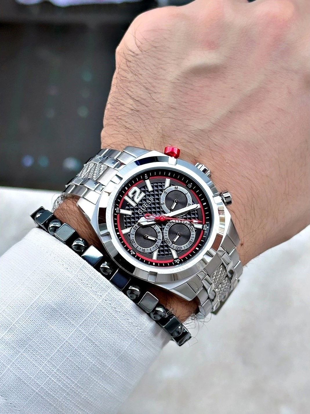 Đồng hồ nam Guess Mens Silver Tone Multi-function Watch GW0714G1 4