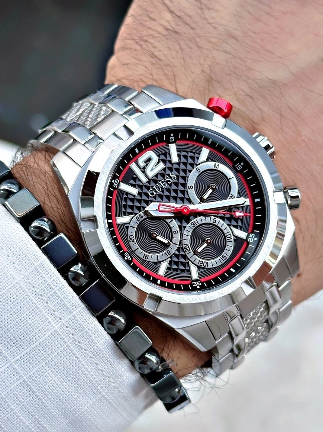 Đồng hồ nam Guess Mens Silver Tone Multi-function Watch GW0714G1 3
