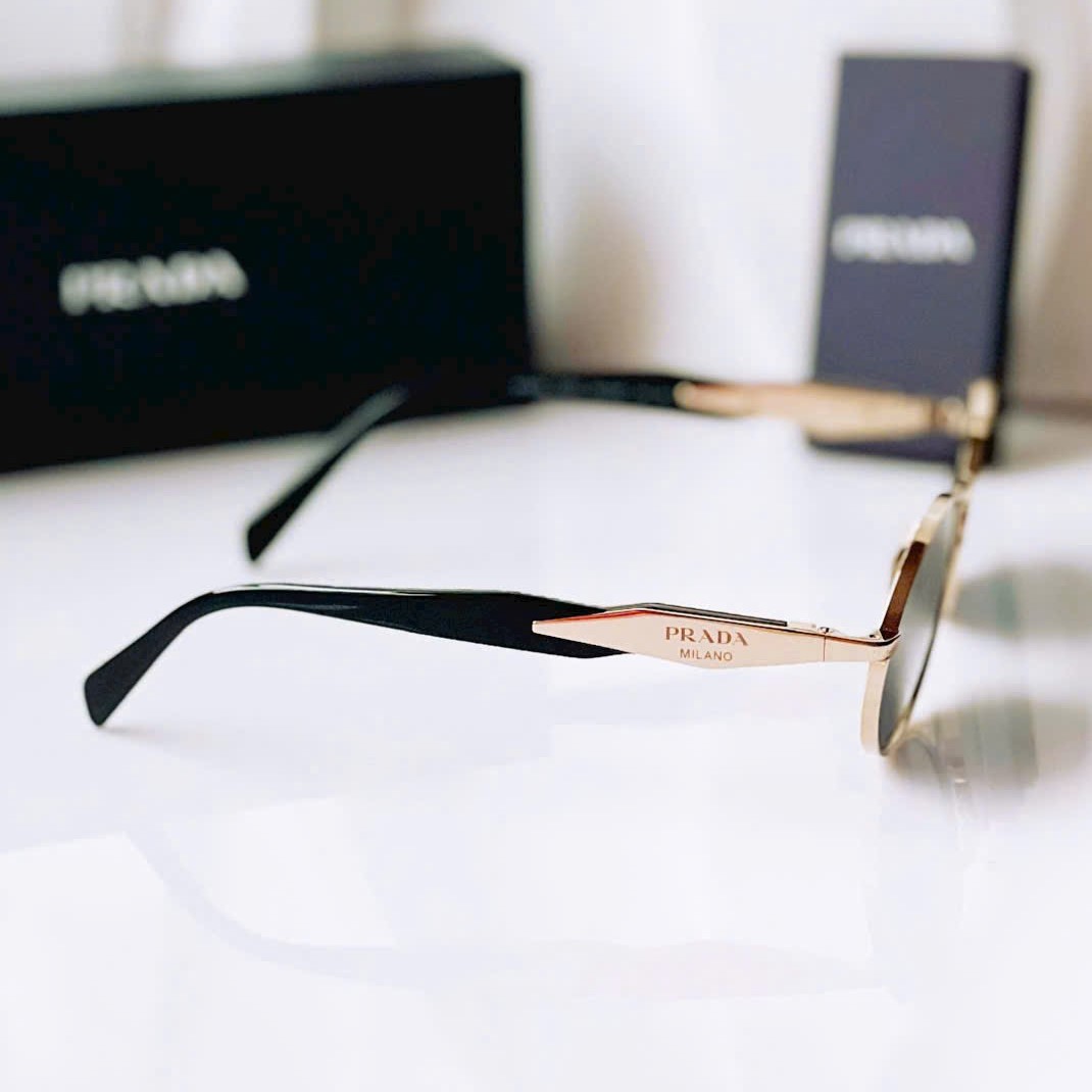 Kính Prada Oval-frame acetate and gold-tone sunglasses Graphite Lenses SPR65Z 14