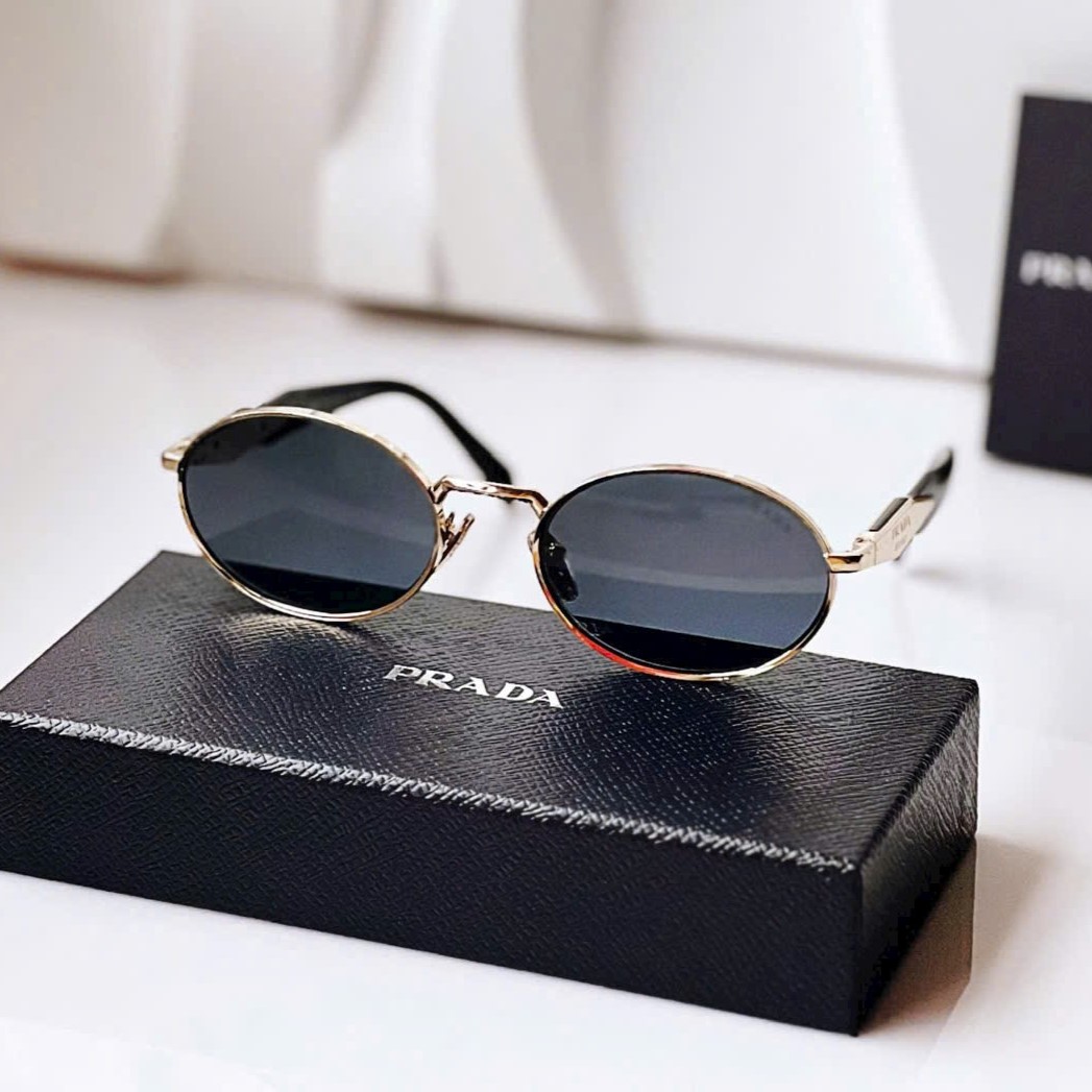 Kính Prada Oval-frame acetate and gold-tone sunglasses Graphite Lenses SPR65Z 11