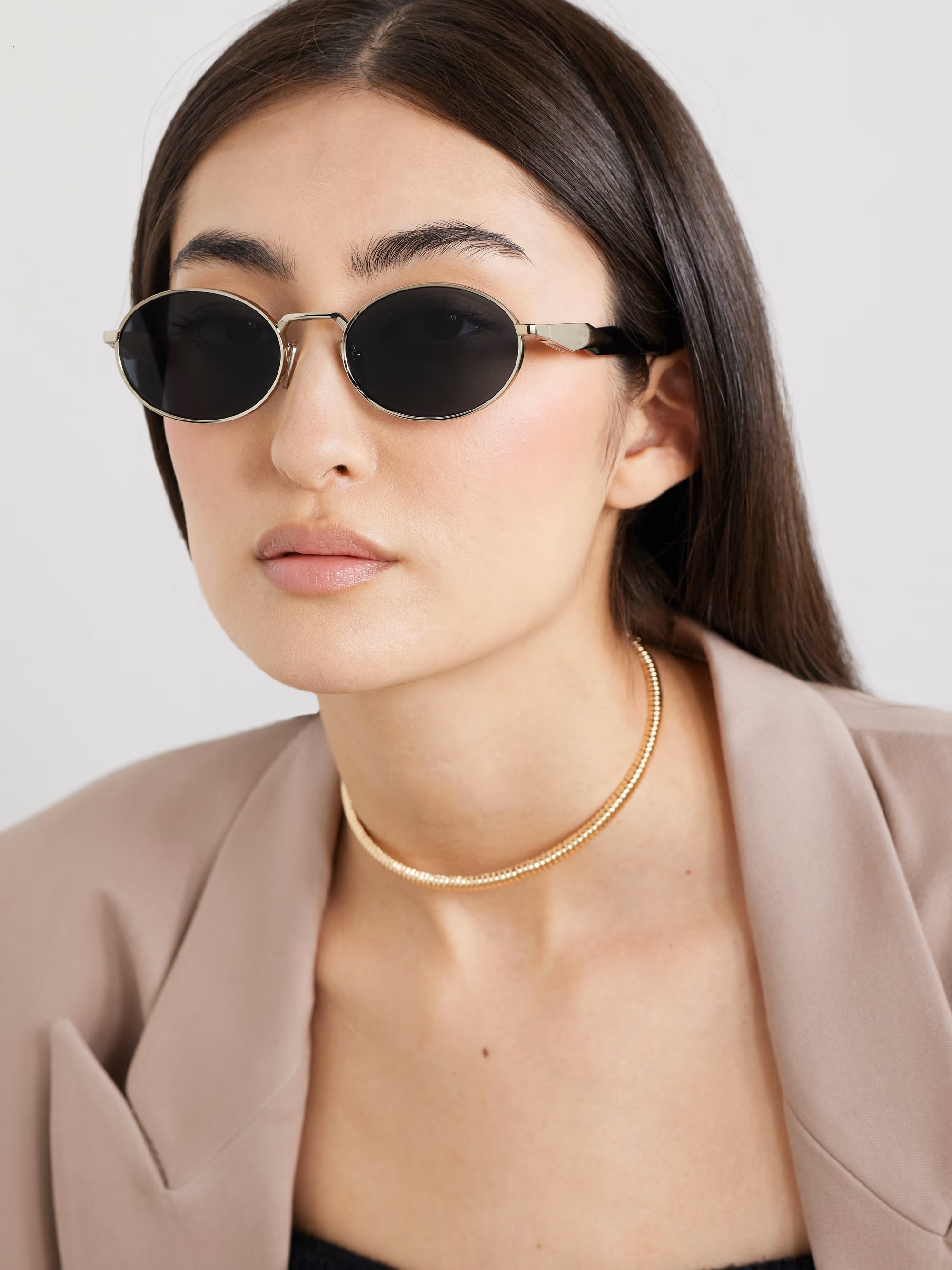 Kính Prada Oval-frame acetate and gold-tone sunglasses Graphite Lenses SPR65Z 15