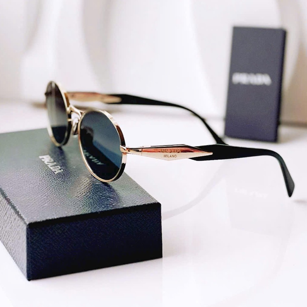 Kính Prada Oval-frame acetate and gold-tone sunglasses Graphite Lenses SPR65Z 7