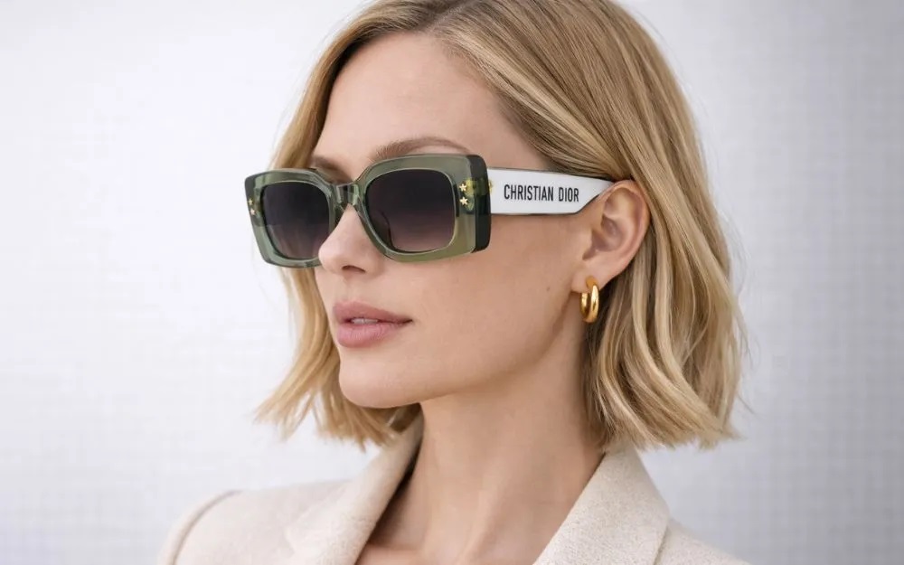 Kính DiorPacific S1U Transparent Green Rectangular Sunglasses 2