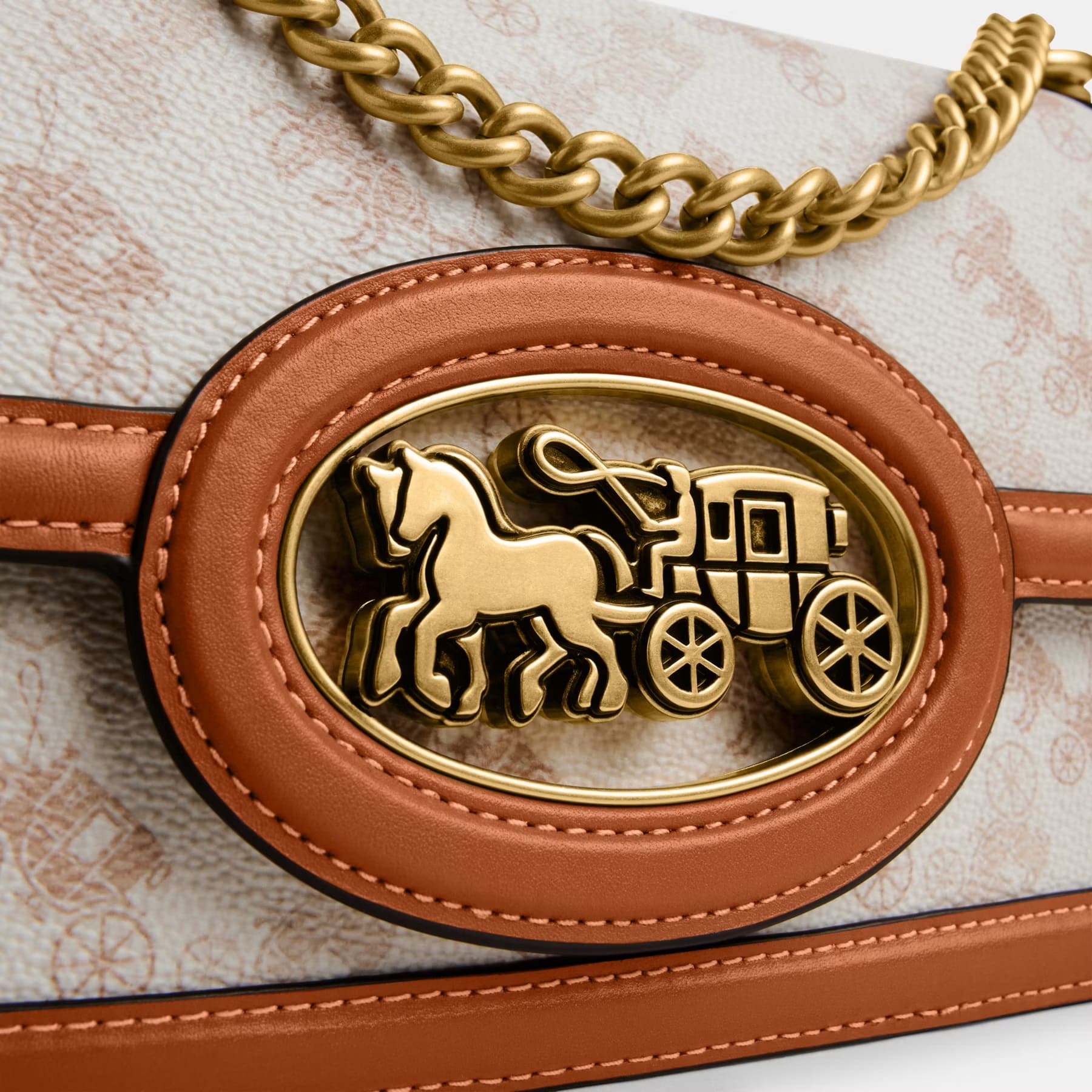Túi Coach Hero Shoulder Bag With Horse and Carriage Print Chalk Burnished Amber CAS83 2