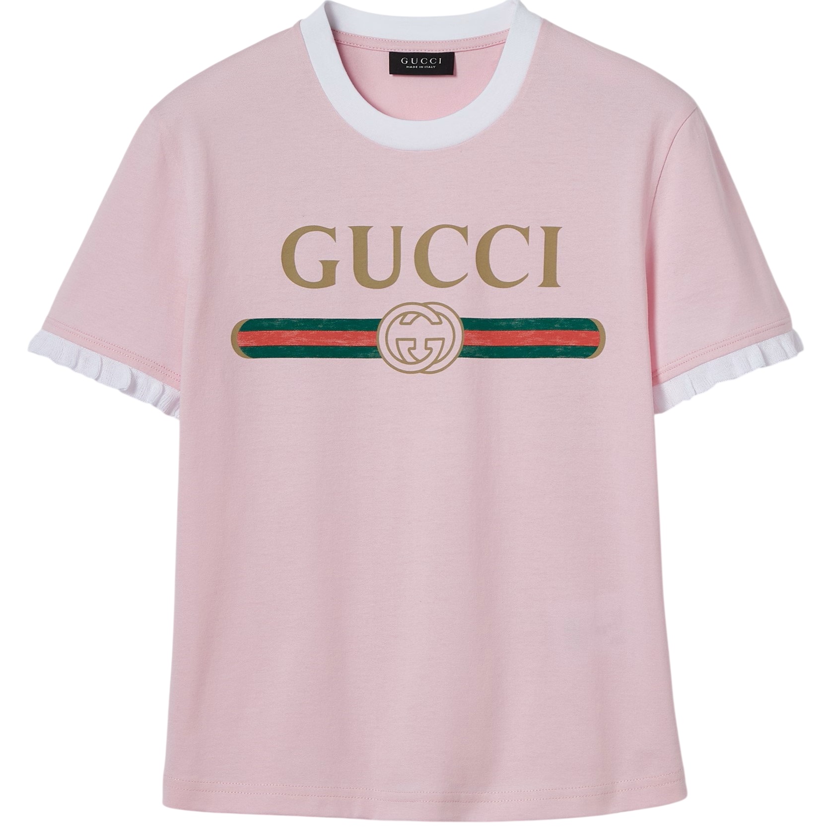 Áo thun Gucci Cotton Jersey T-shirt Gucci Web With Interlocking G Print Light Pink 2