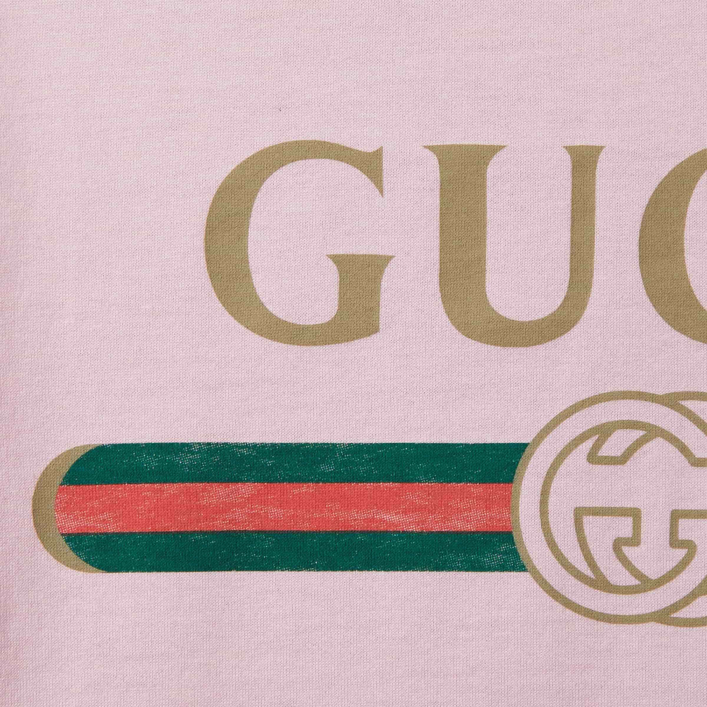 Áo thun Gucci Cotton Jersey T-shirt Gucci Web With Interlocking G Print Light Pink 4