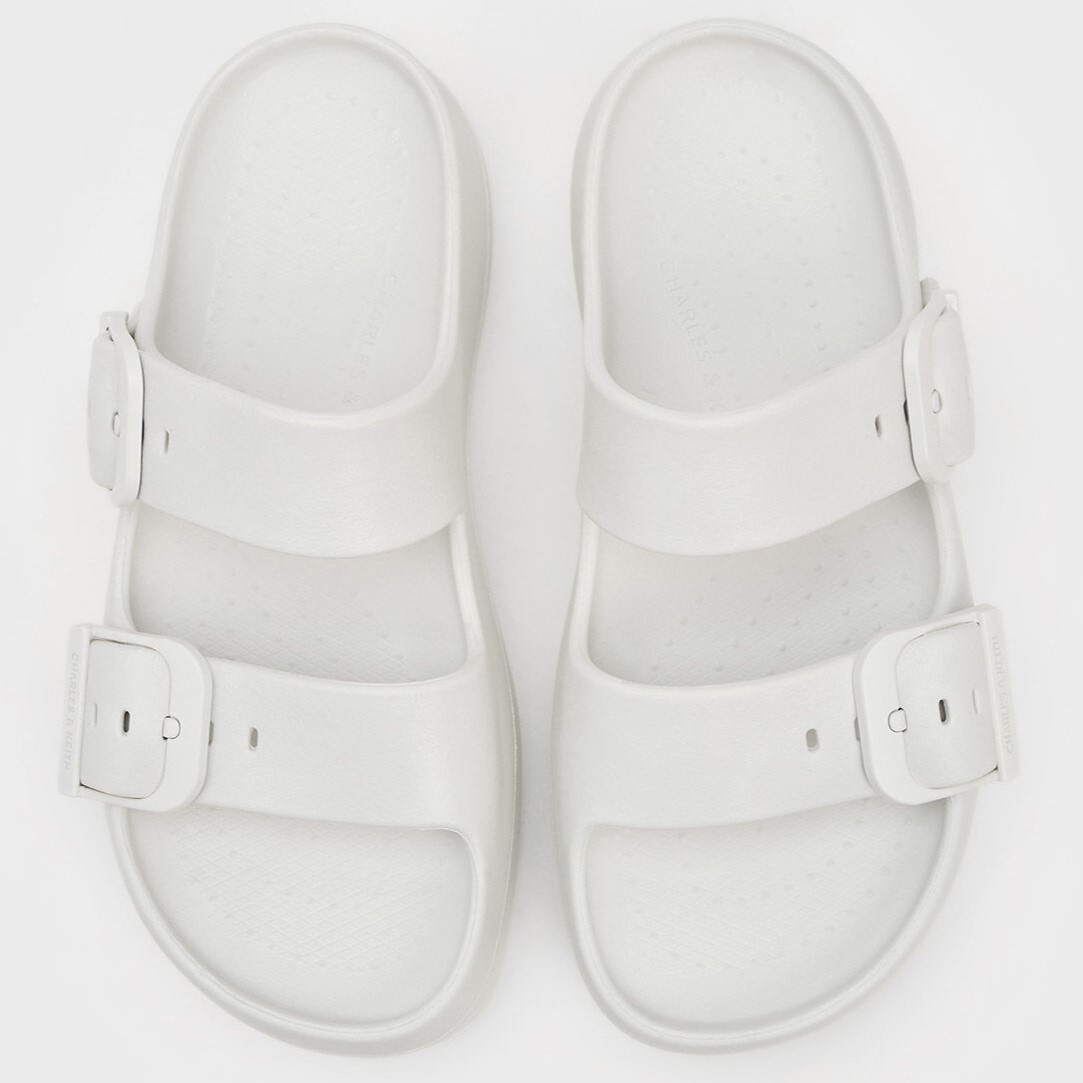 Giày Sandals nữ Charles Keith Bunsy Double-Strap Sports Sandals White CK1-71650004 4