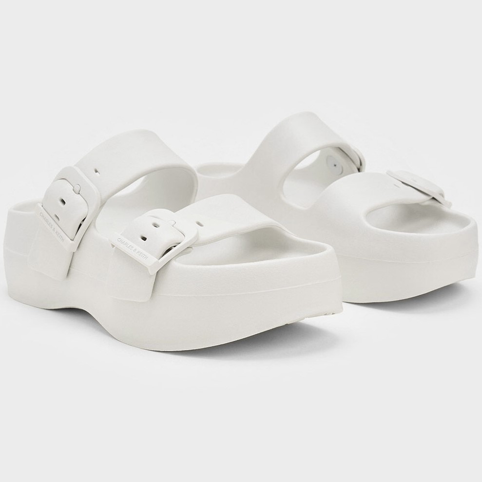 Giày Sandals nữ Charles Keith Bunsy Double-Strap Sports Sandals White CK1-71650004 6