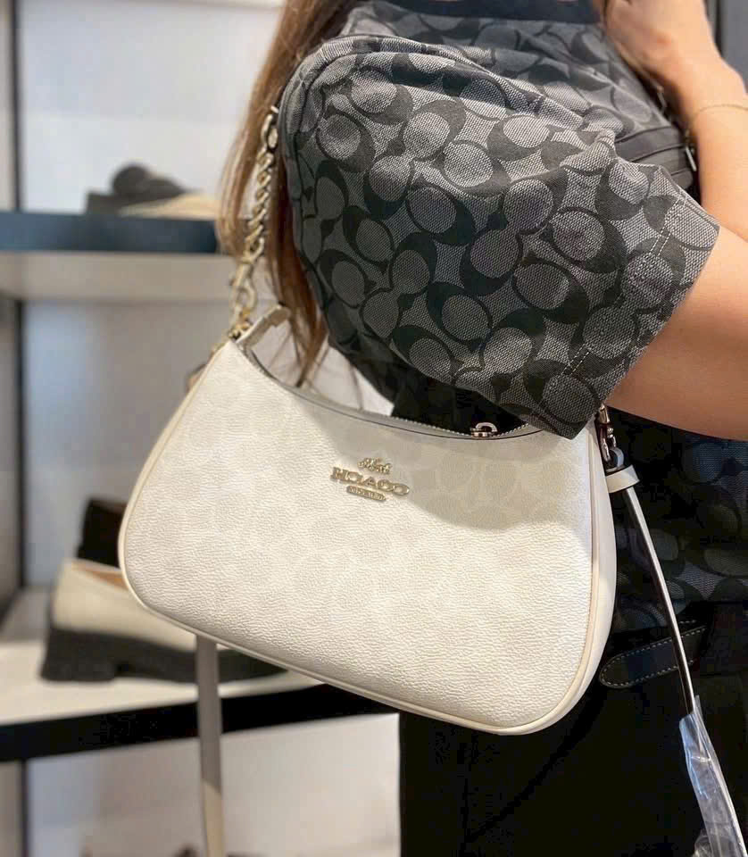 Túi xách Coach Teri Shoulder Bag In Signature Canvas Glacier White CA548 8