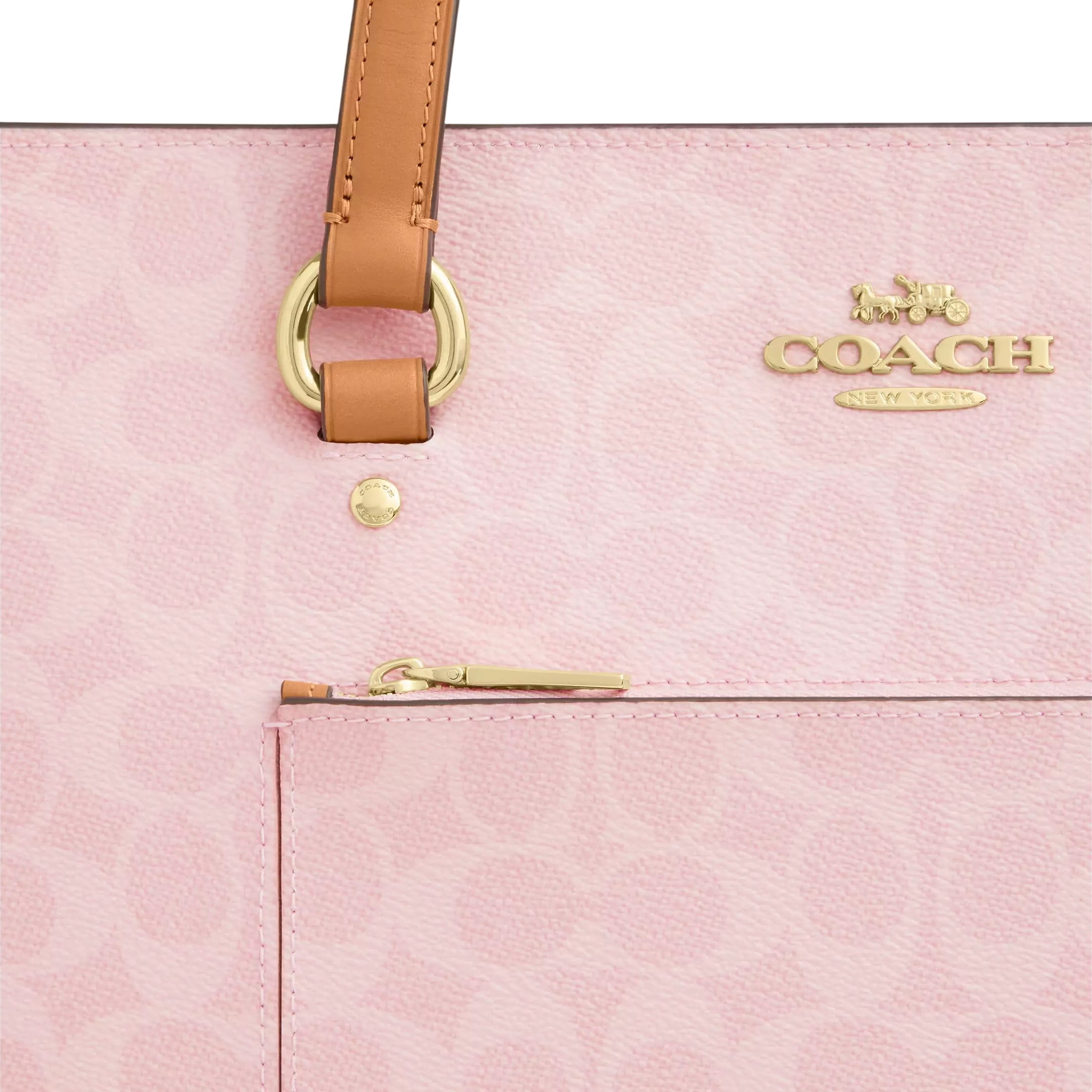 Túi Coach Station Tote Bag In Signature Canvas Powder Pink CEA21 5