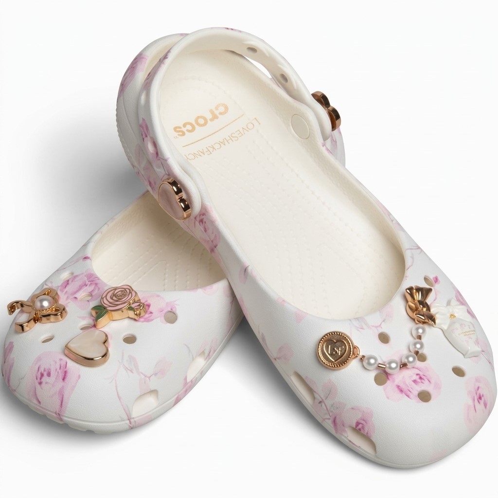 Giày Crocs Classic Ballet Flat LoveShackFancy Oyster 5