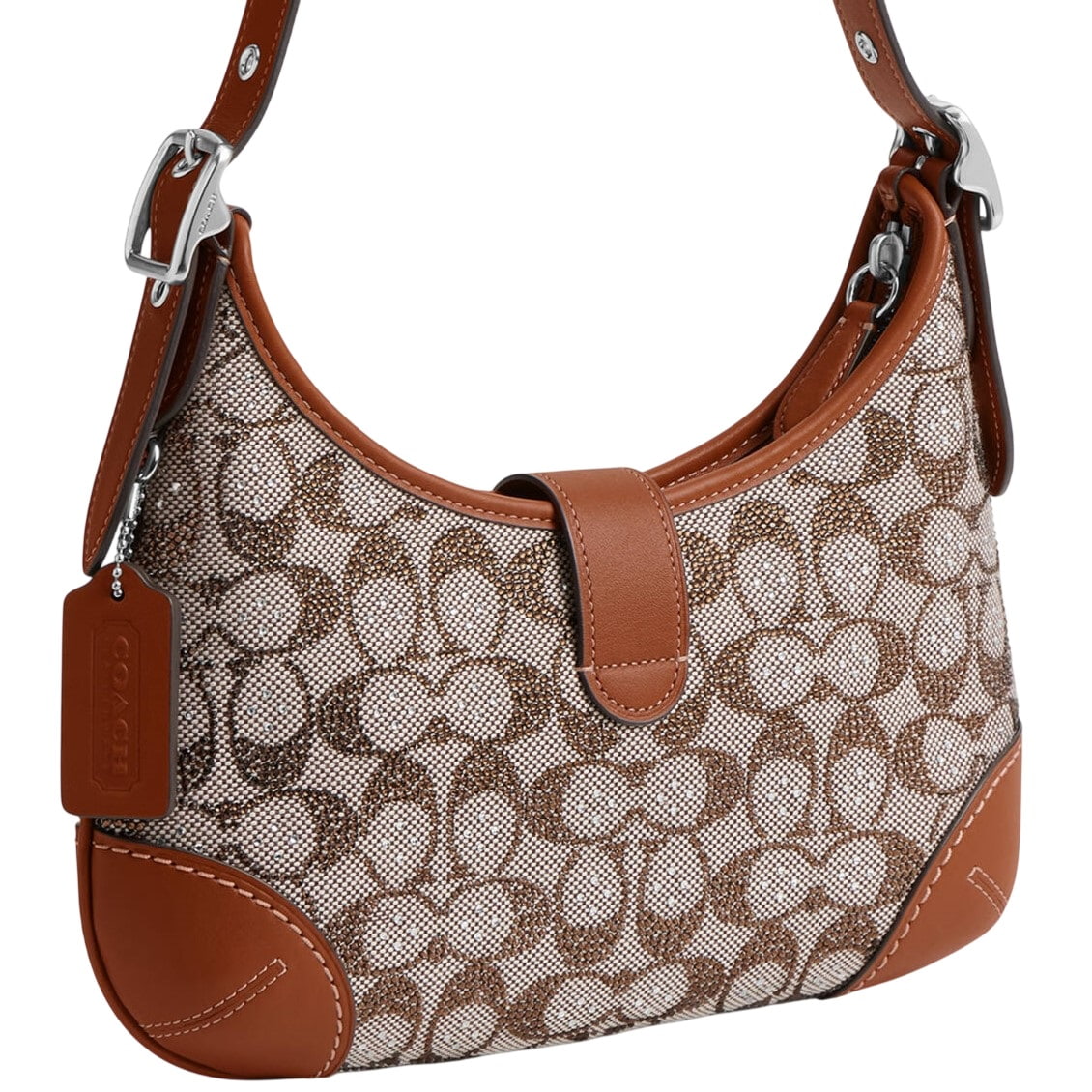 Túi Coach Hamptons Hobo Bag In Crystal Signature jacquard Burnished Amber CW654 2