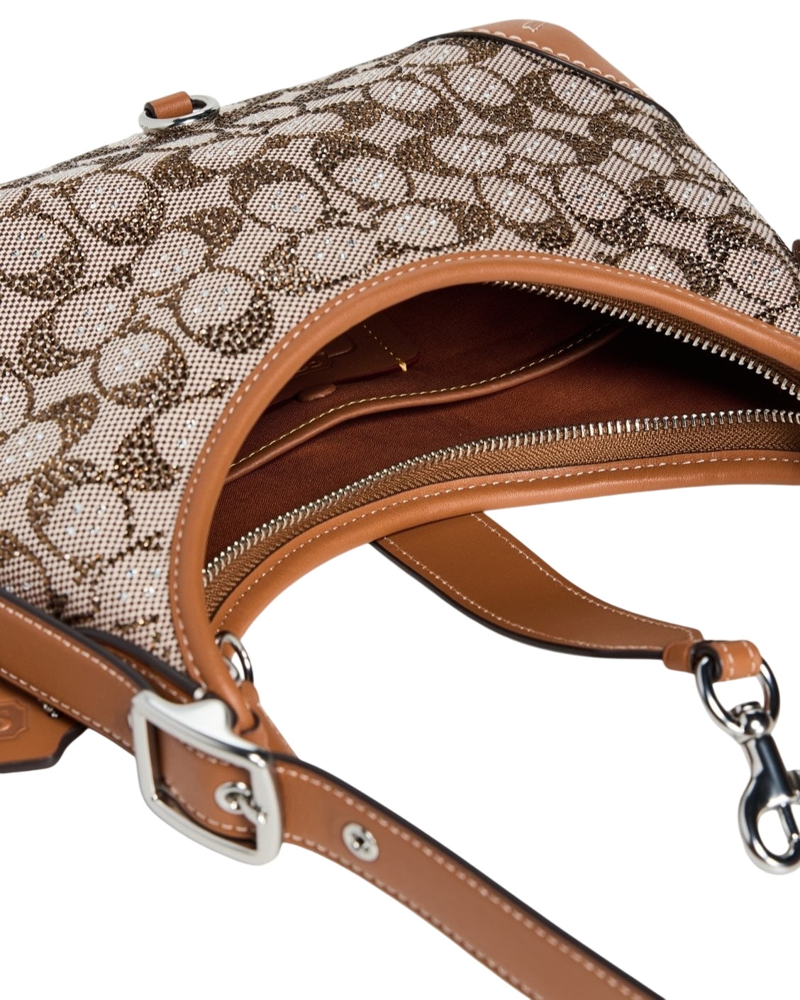 Túi Coach Hamptons Hobo Bag In Crystal Signature jacquard Burnished Amber CW654 3