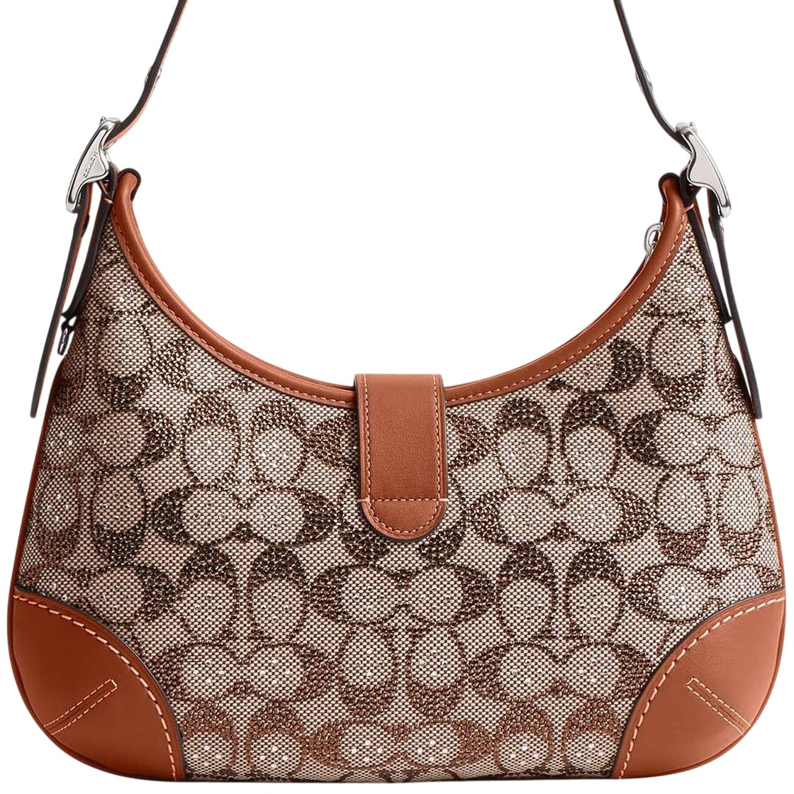 Túi Coach Hamptons Hobo Bag In Crystal Signature jacquard Burnished Amber CW654 4