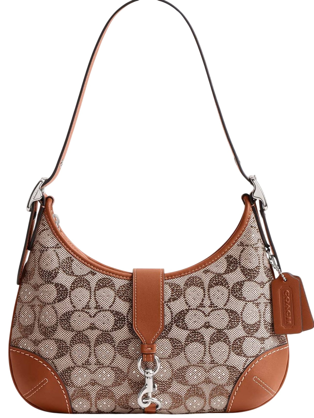 Túi Coach Hamptons Hobo Bag In Crystal Signature jacquard Burnished Amber CW654 5