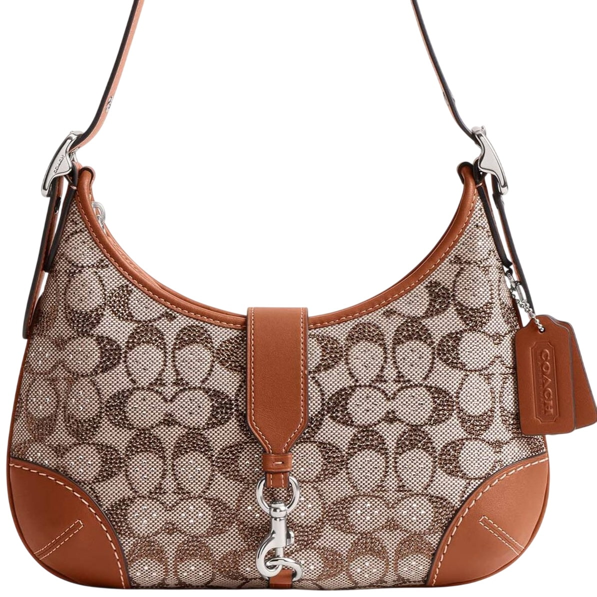 Túi Coach Hamptons Hobo Bag In Crystal Signature jacquard Burnished Amber CW654 8