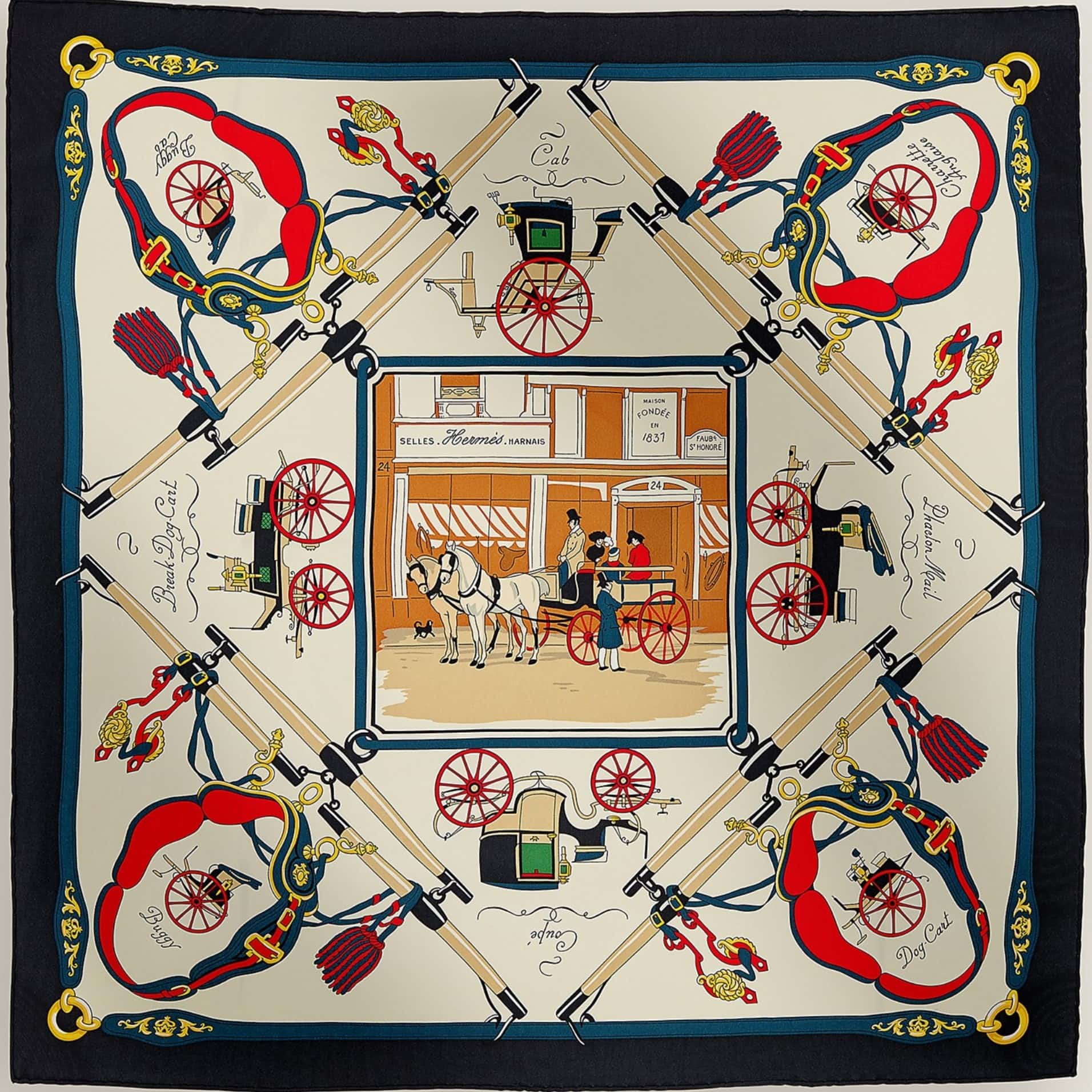 Khăn lụa Hermes Palonniers Scarf 11