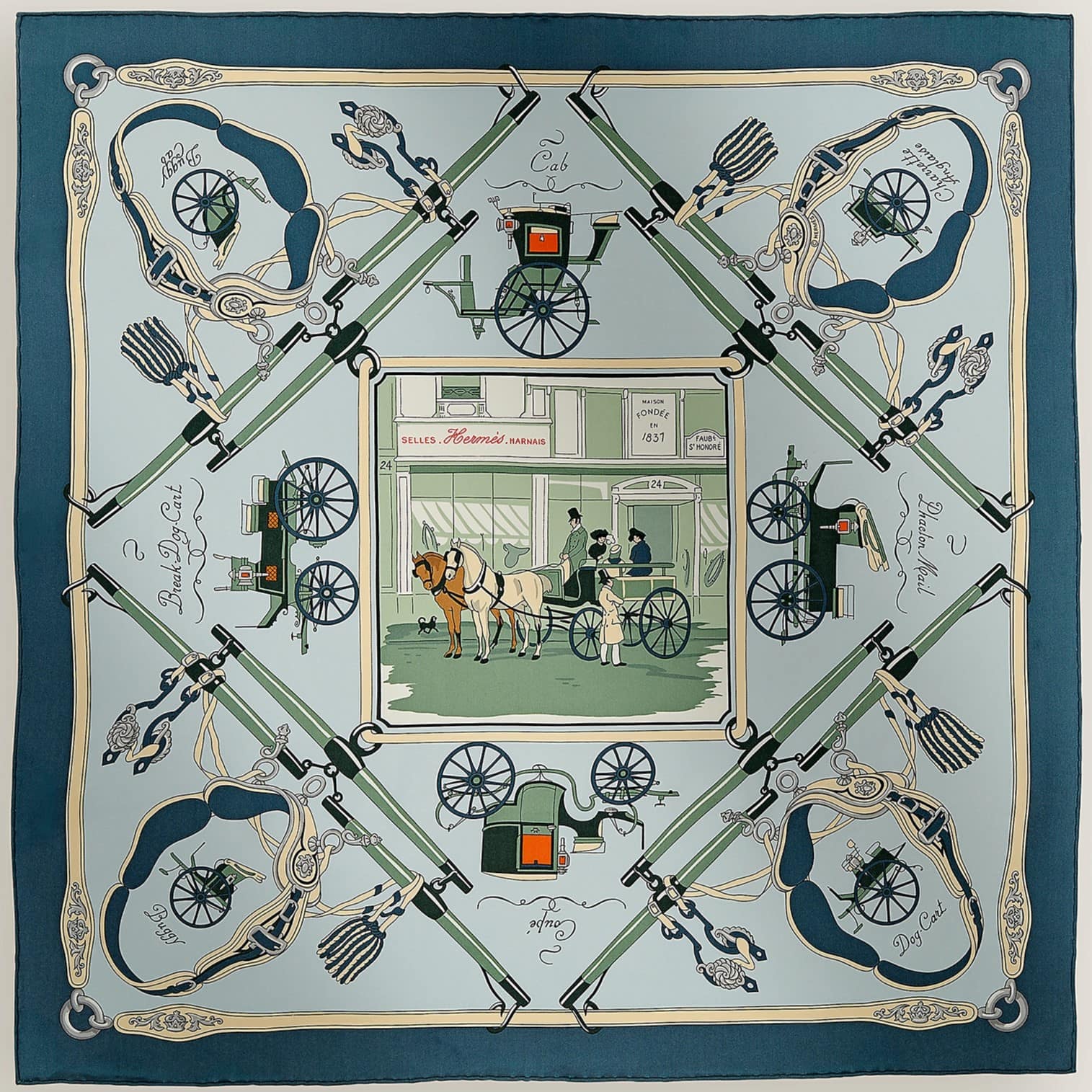 Khăn lụa Hermes Palonniers Scarf 16
