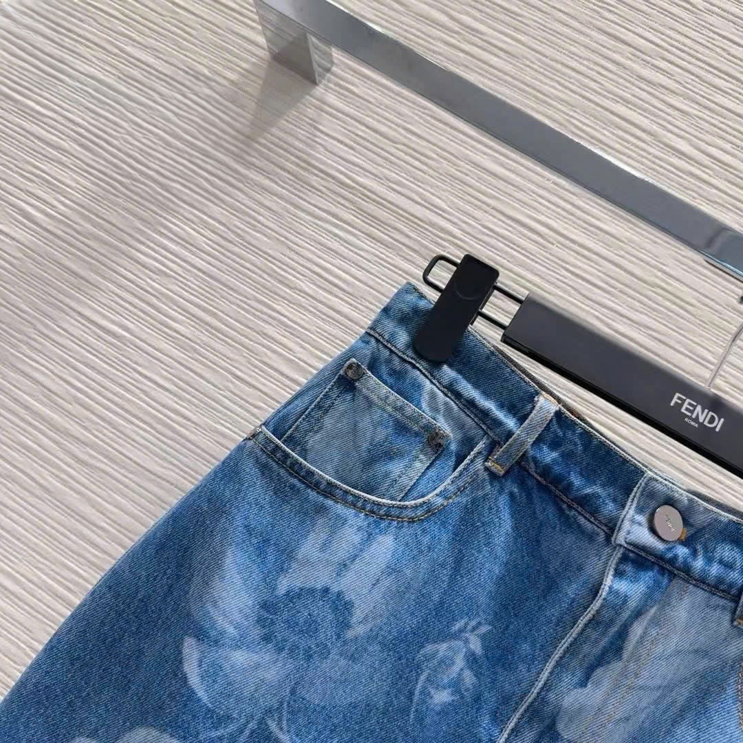 Chân váy nữ jean Fendi xanh 5
