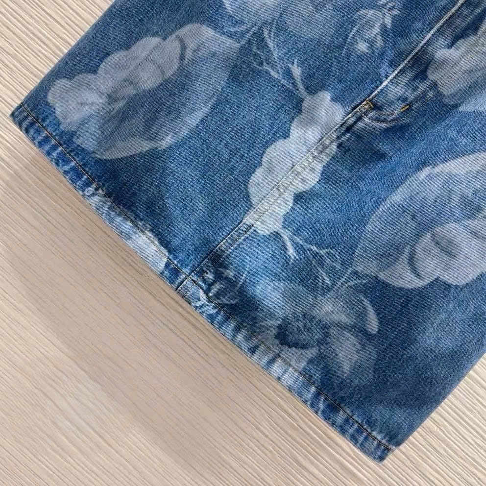 Chân váy nữ jean Fendi xanh 4