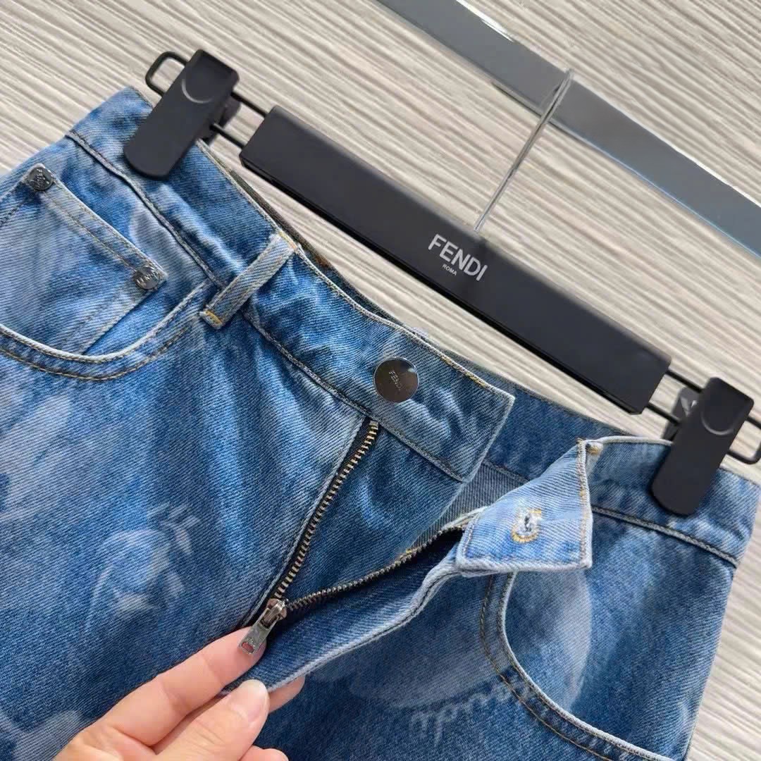 Chân váy nữ jean Fendi xanh 7