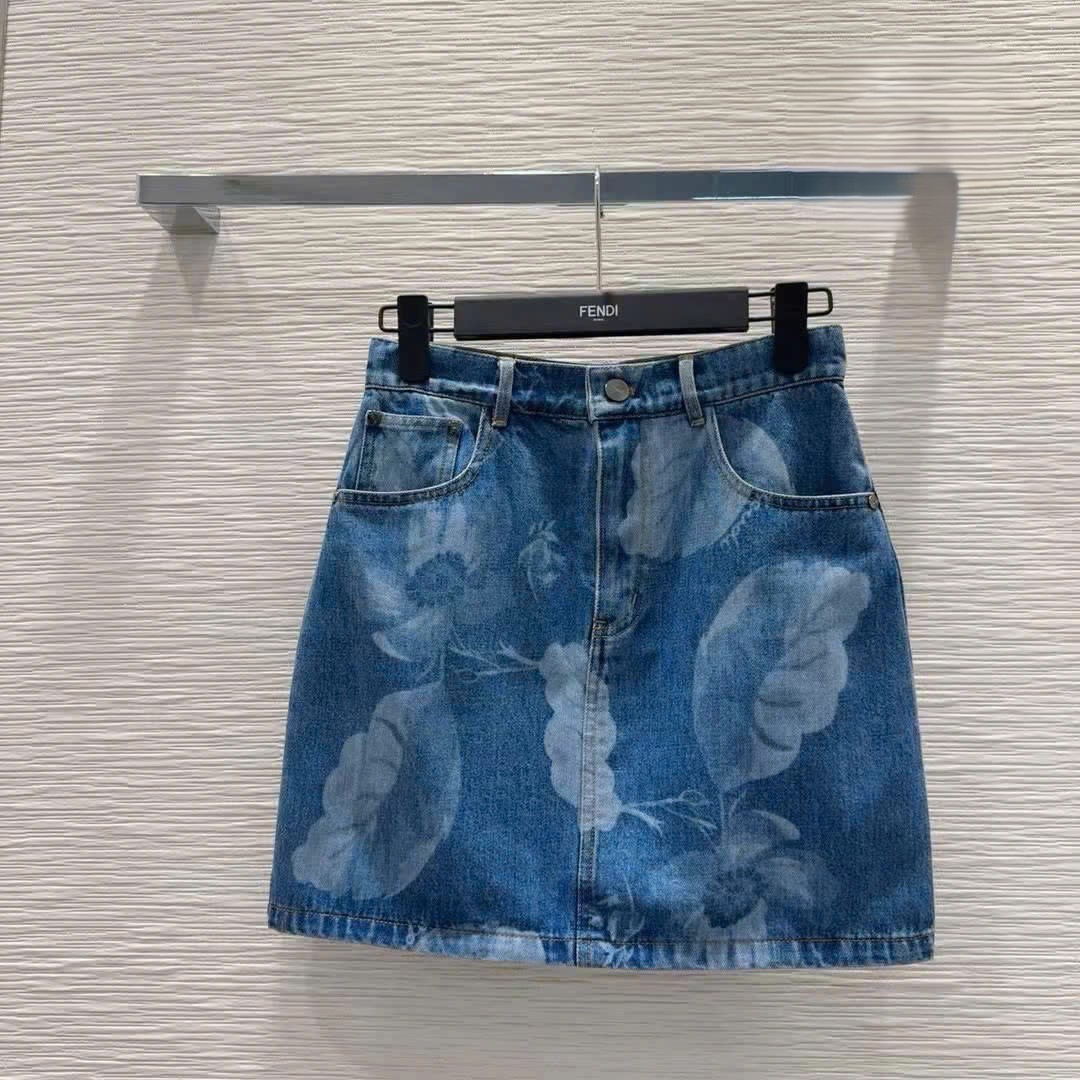 Chân váy nữ jean Fendi xanh 6