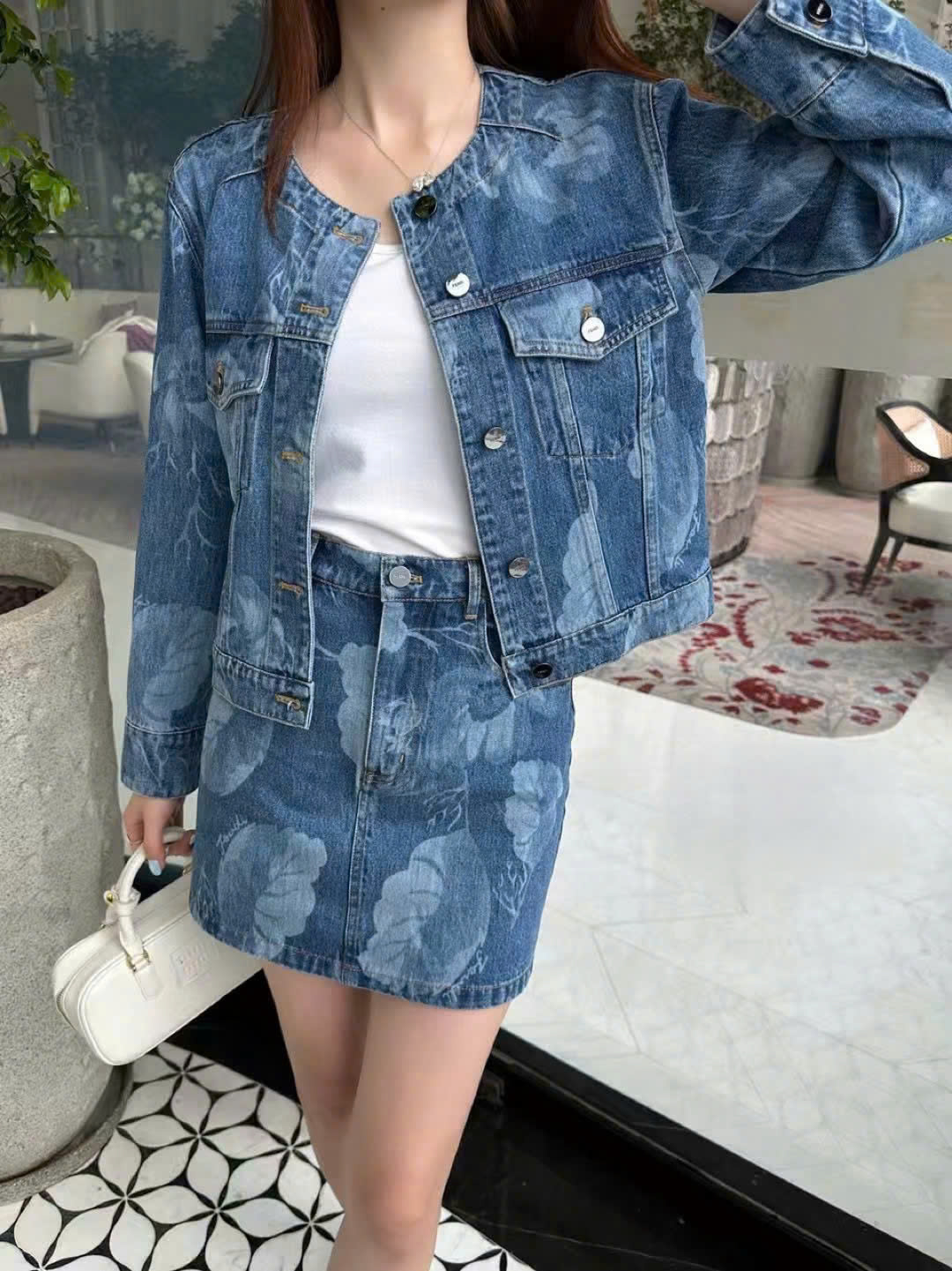 Chân váy nữ jean Fendi xanh 9