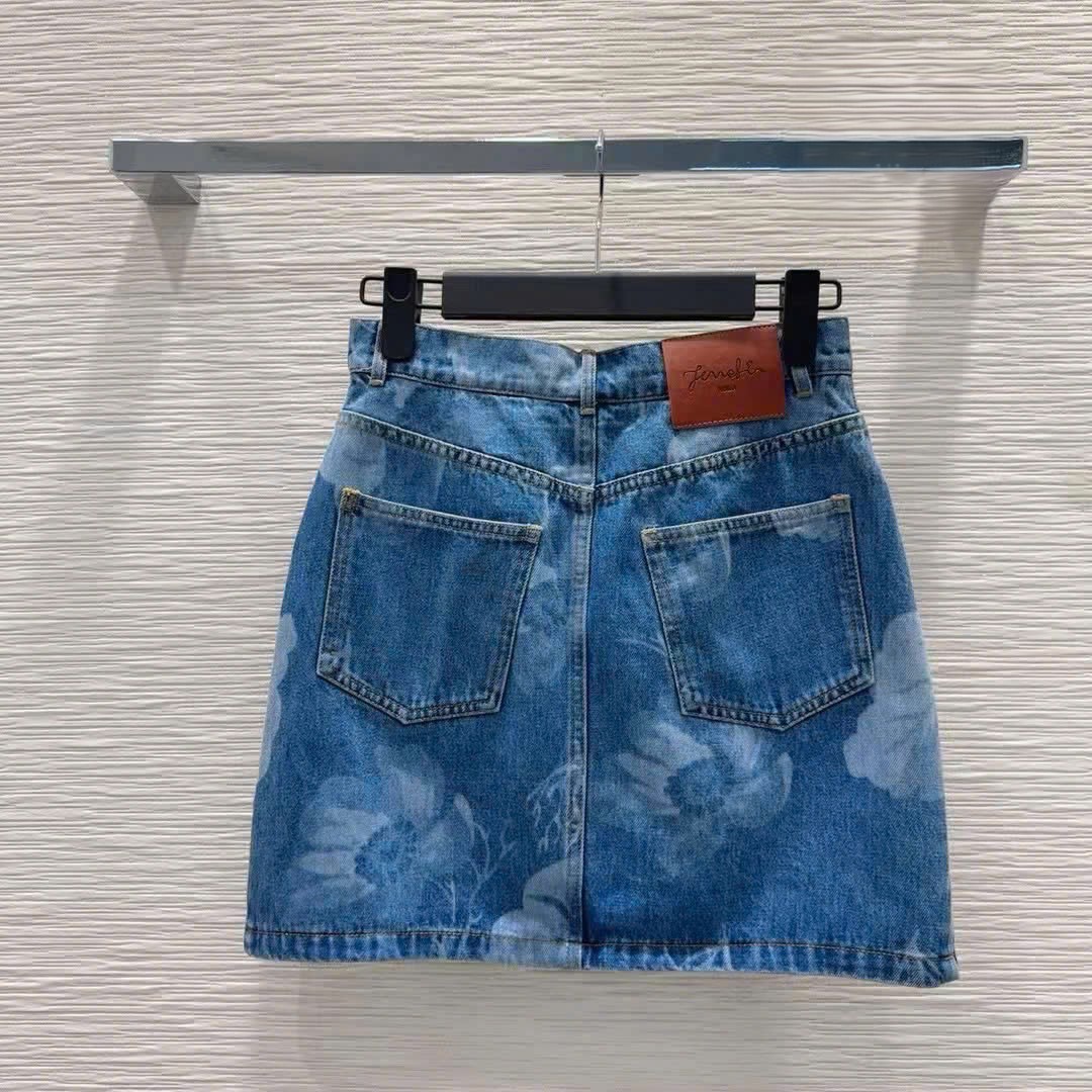 Chân váy nữ jean Fendi xanh 12