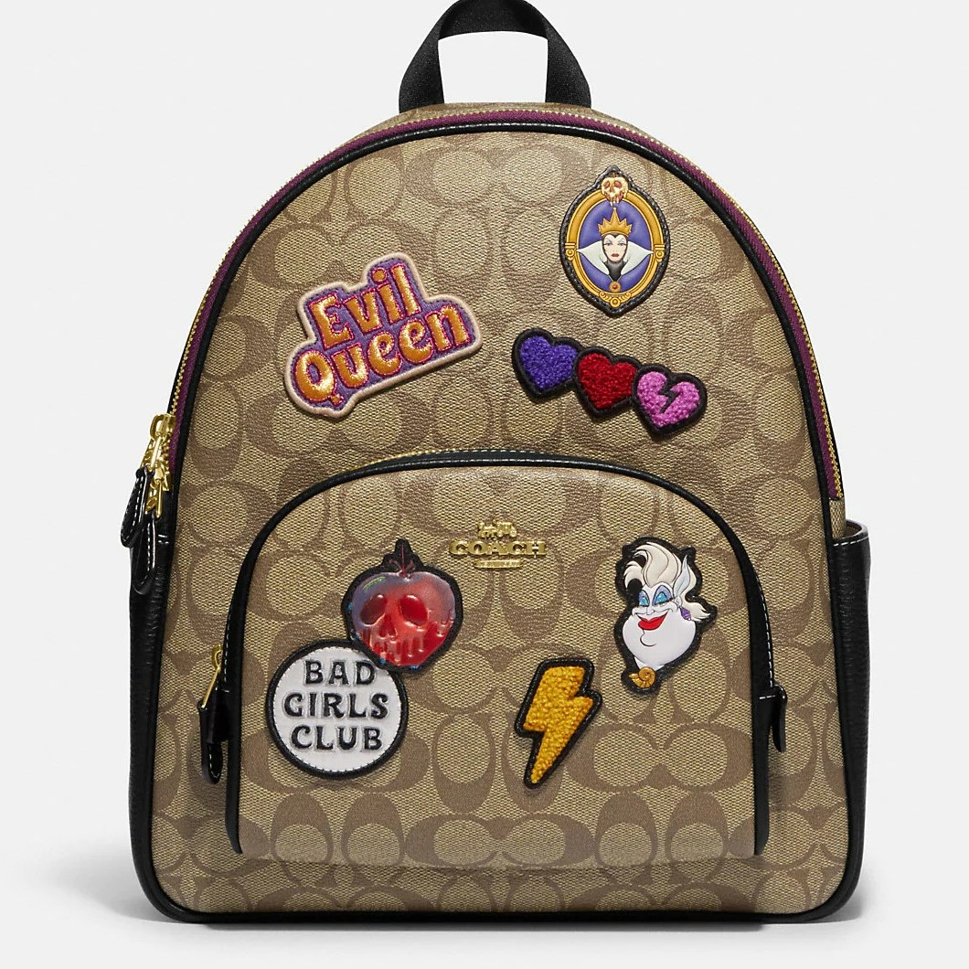 BALO COACH DISNEY X COACH COURT BACKPACK IN SIGNATURE CANVAS WITH EVIL QUEEN BAD GIRLS CLUB PATCHES 4