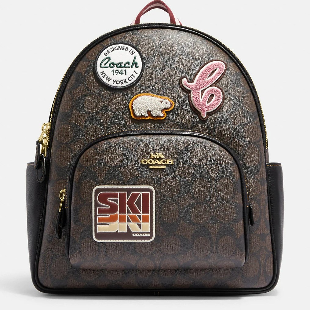 BALO NỮ COACH 1941 COURT BACKPACK IN SIGNATURE CANVAS WITH SKI PATCHES 5