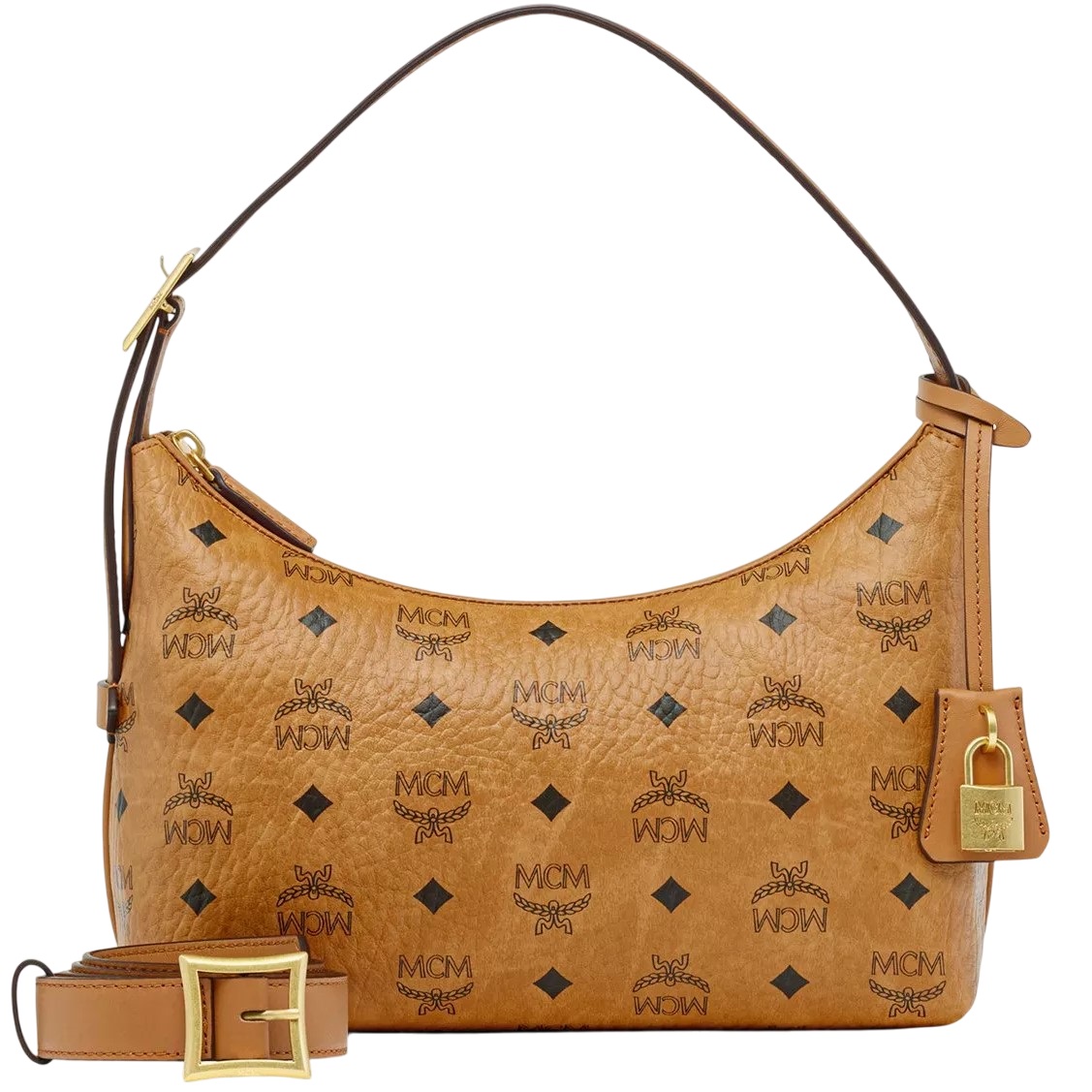 Túi xách nữ MCM Small Aren Hobo in Visetos Cognac 10