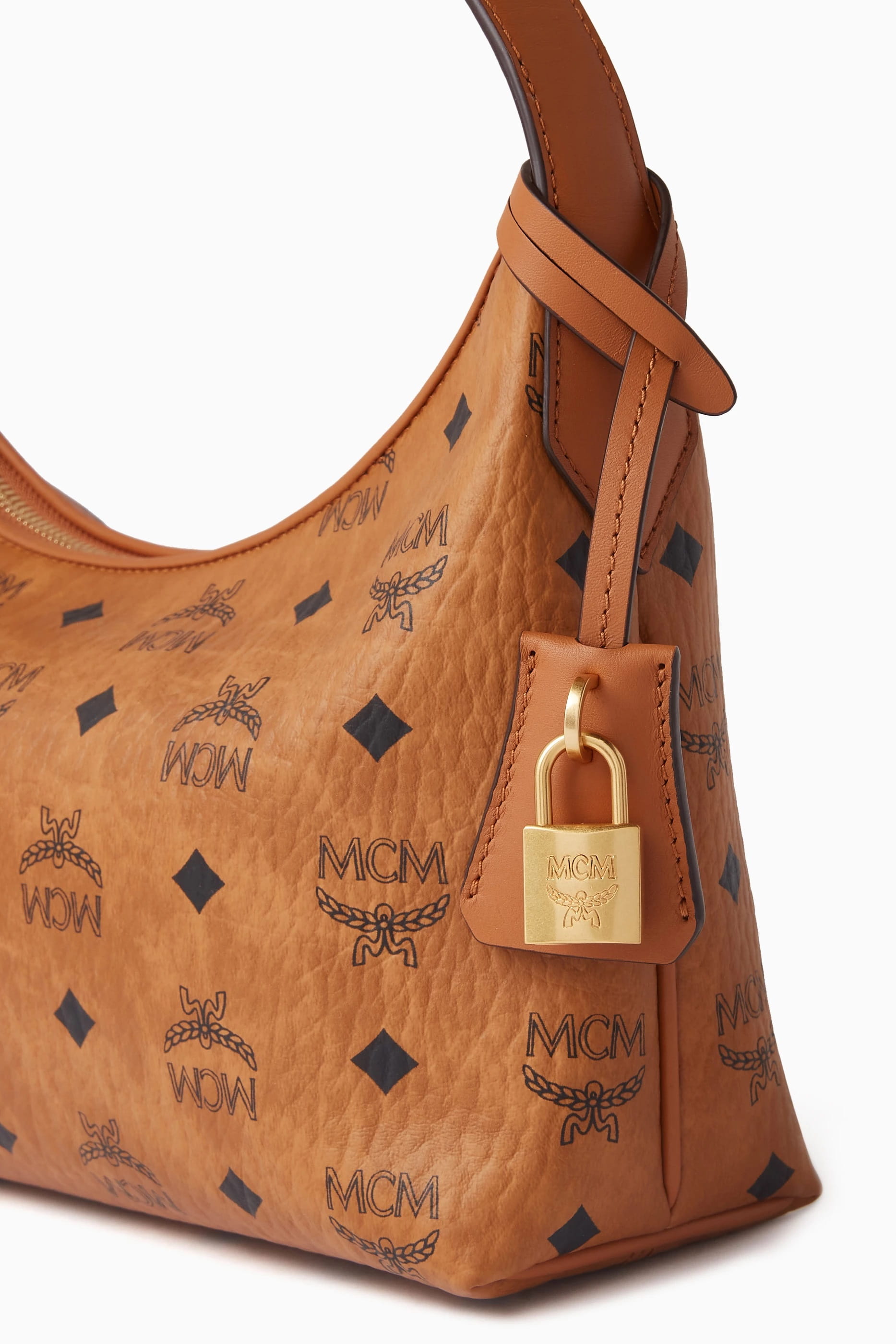 Túi xách nữ MCM Small Aren Hobo in Visetos Cognac 12
