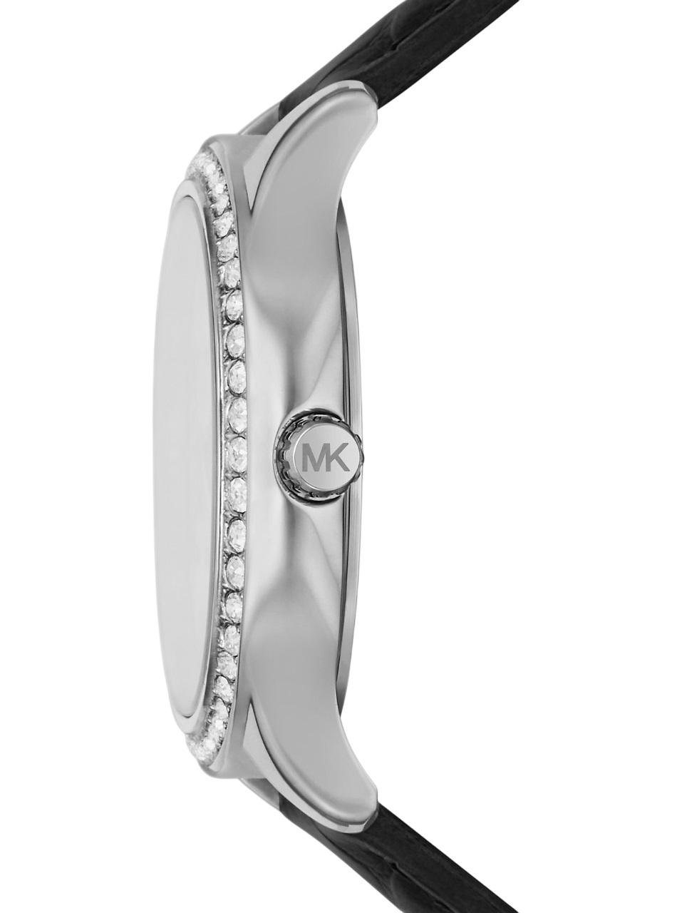 Đồng hồ nữ MK Michael Kors Sage Pavé Silver-Tone and Crocodile Embossed Leather Watch MK4821 3