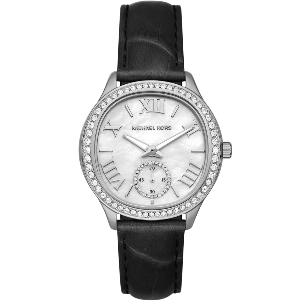 Đồng hồ nữ MK Michael Kors Sage Pavé Silver-Tone and Crocodile Embossed Leather Watch MK4821 4
