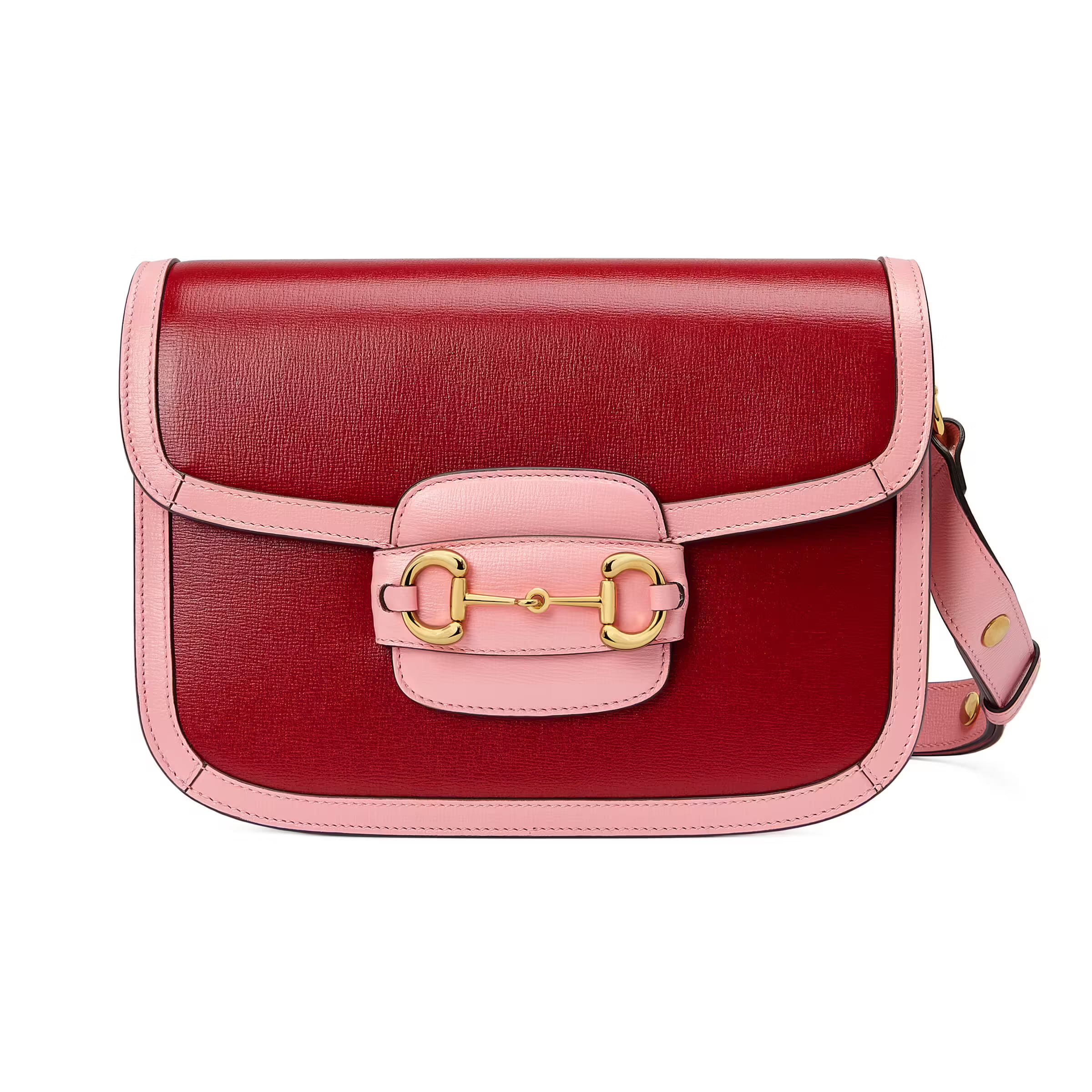 TÚI ĐEO CHÉO NỮ GUCCI 1955 HORSEBIT LEATHER SHOULDER BAG IN RED AND PINK 1