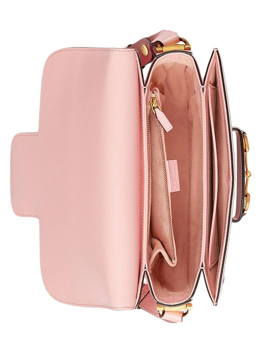 TÚI ĐEO CHÉO NỮ GUCCI 1955 HORSEBIT LEATHER SHOULDER BAG IN RED AND PINK 4