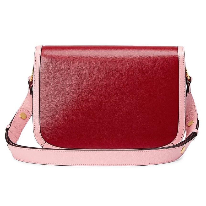 TÚI ĐEO CHÉO NỮ GUCCI 1955 HORSEBIT LEATHER SHOULDER BAG IN RED AND PINK 15