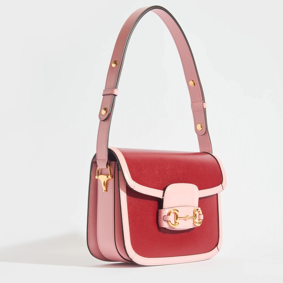 TÚI ĐEO CHÉO NỮ GUCCI 1955 HORSEBIT LEATHER SHOULDER BAG IN RED AND PINK 16
