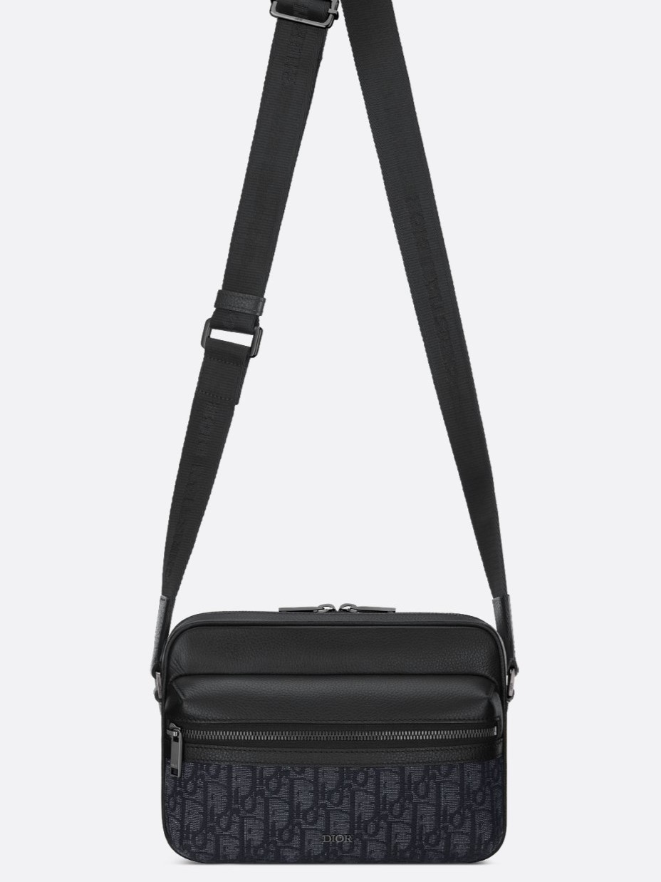 Túi Dior Nam Rider 2.0 Zipped Messenger Bag Black Dior Oblique Jacquard and Black Grained Calfskin 4