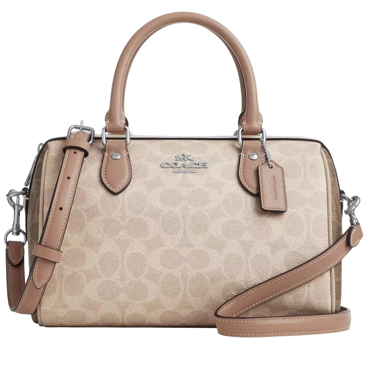 Túi Coach Rowan Satchel Bag In Blocked Signature Canvas Sand Taupe Multi CW377 5