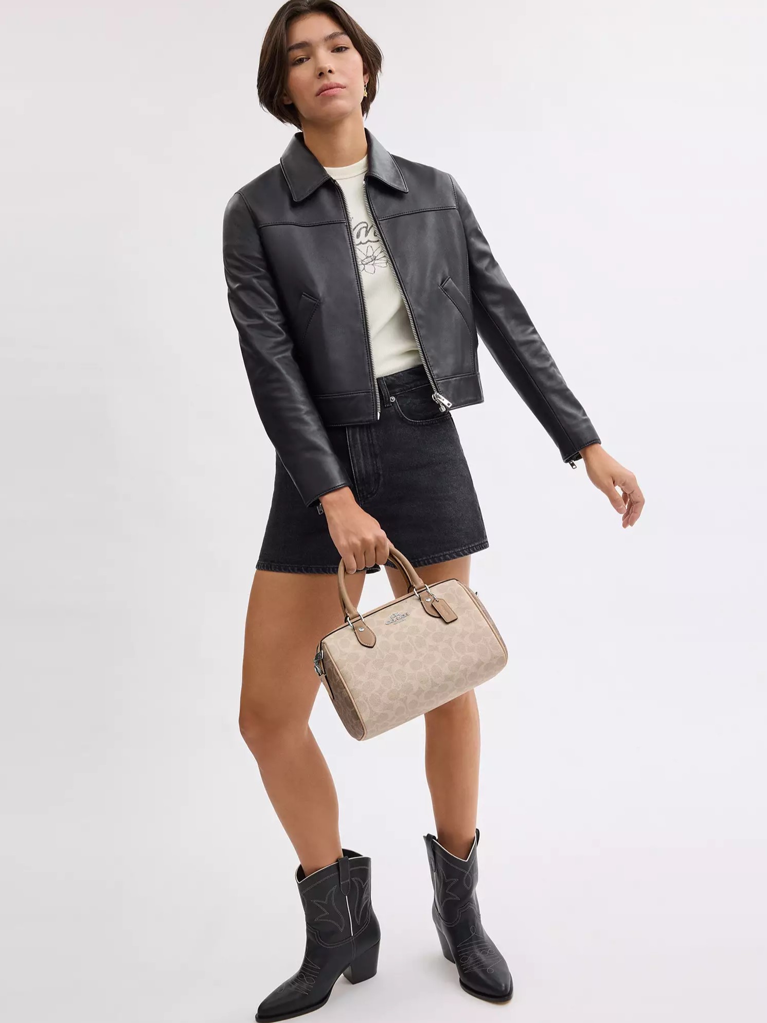 Túi Coach Rowan Satchel Bag In Blocked Signature Canvas Sand Taupe Multi CW377 7