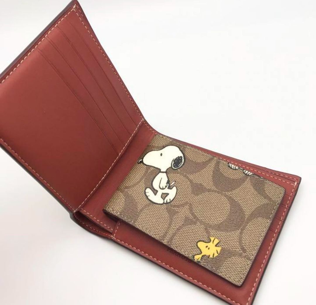VÍ NGẮN NAM COACH X PEANUTS 3 IN 1 WALLET IN SIGNATURE CANVAS WITH SNOOPY WOODSTOCK PRINT CE714 11