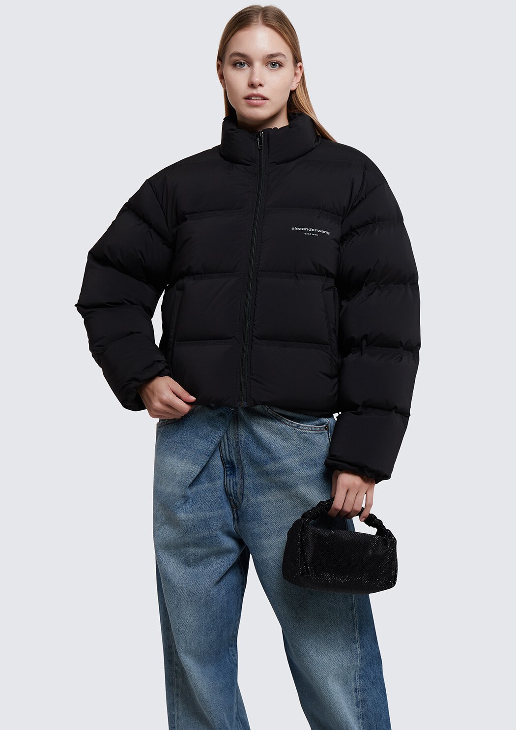 ÁO PHAO ALEXANDER WANG REFLECTIVE LOGO DETAIL CROPPED PUFFER COAT 12