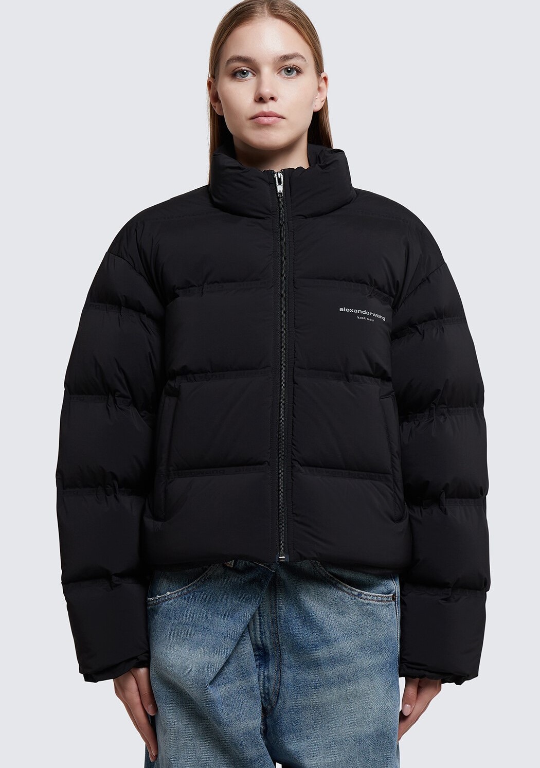 ÁO PHAO ALEXANDER WANG REFLECTIVE LOGO DETAIL CROPPED PUFFER COAT 15
