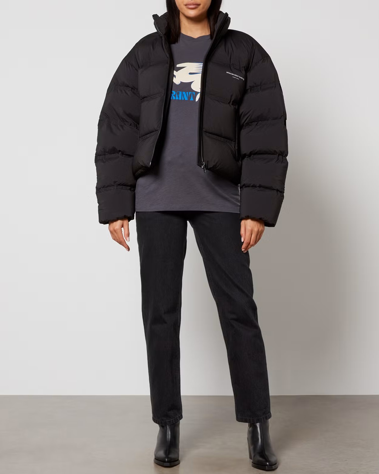 ÁO PHAO ALEXANDER WANG REFLECTIVE LOGO DETAIL CROPPED PUFFER COAT 3