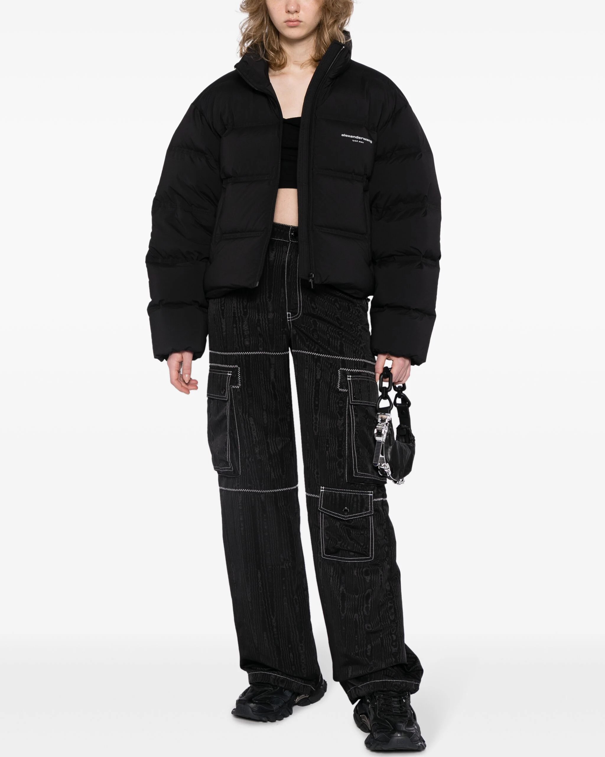 ÁO PHAO ALEXANDER WANG REFLECTIVE LOGO DETAIL CROPPED PUFFER COAT 8