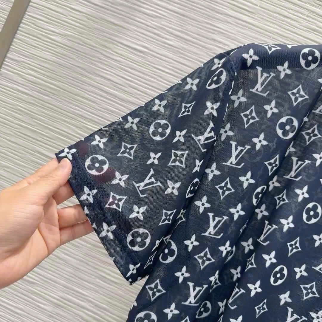 Set bộ áo thun quần lụa dài xanh dương LV 3
