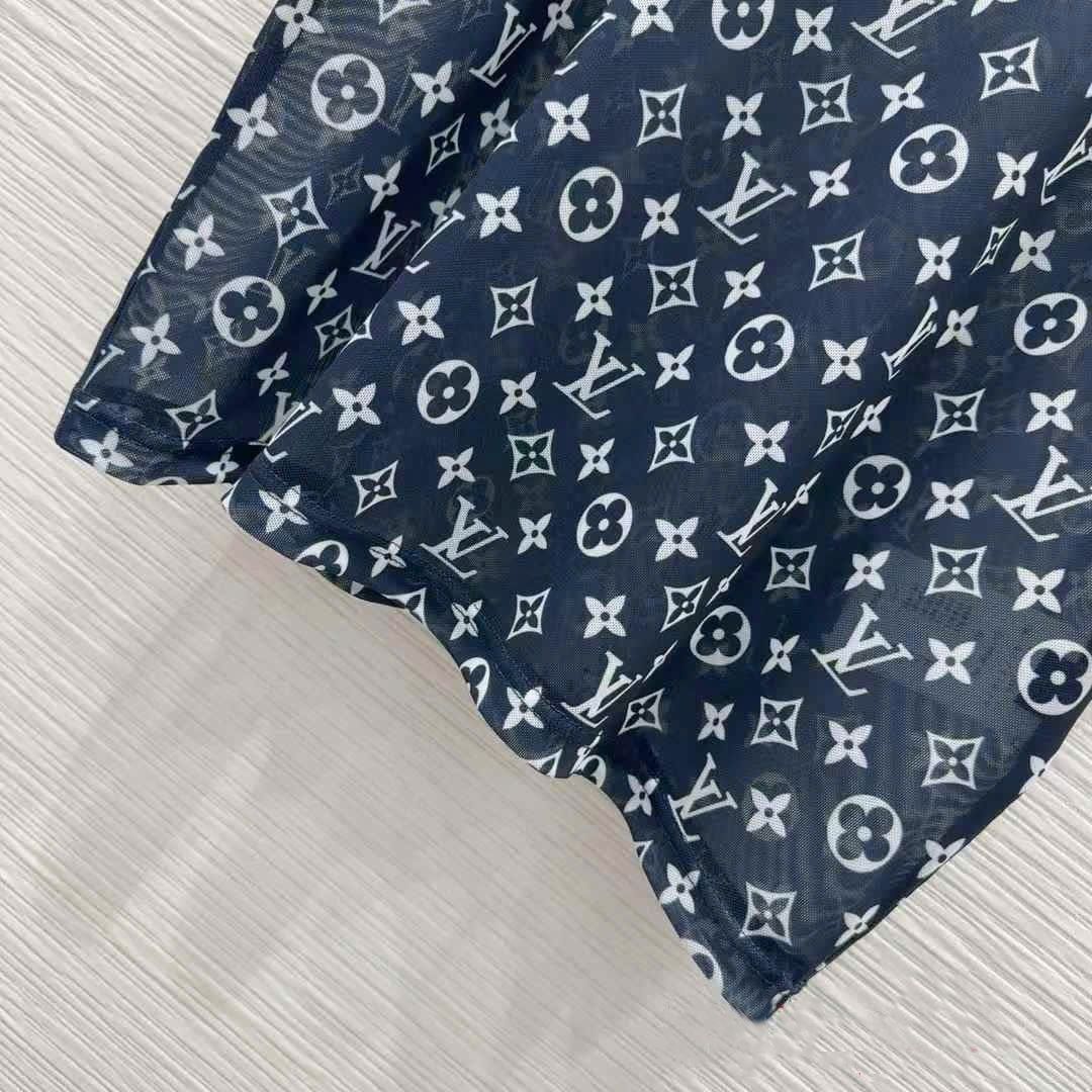 Set bộ áo thun quần lụa dài xanh dương LV 7
