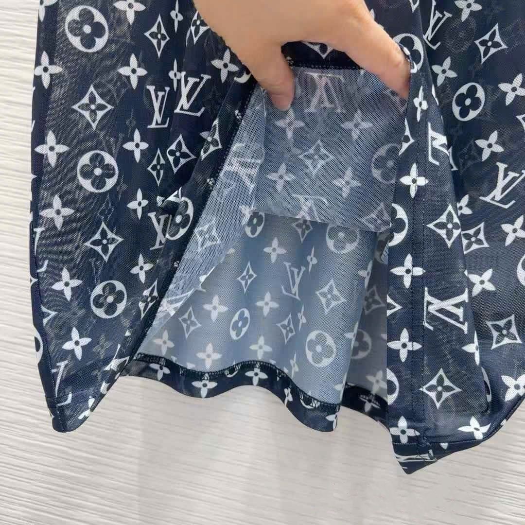 Set bộ áo thun quần lụa dài xanh dương LV 16